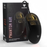 EvoFox Phantom Air Ultra Lightweight Gaming Mouse | Upto 1000Hz Polling Rate, 7000 FPS, 12800 DPI | Honeycomb RGB Lighting | Fully Programmable with Windows Software & On-Board Memory | Black