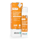The Derma Co 1% Hyaluronic Sunscreen Aqua Gel SPF 50 PA++++ | Hydrating, Lightweight & Non-Greasy | No White Cast | Broad Spectrum & Blue Light Protection | Clinically Tested – (In-Vivo) | 50 g