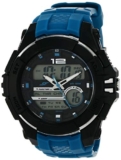 SF Quartz Analog Digital Black Dial Plastic Strap Watch for Men-NP77027PP02