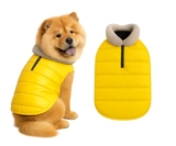 The Pets Company Dog Winter Coat Jacket, Clothes, Windproof, Waterproof, Light Weight, Washable, Ultra Warm Thick Fleece Lined Dog Vest for Cold Weather Protection, (Yellow, Large – 24 Inch)