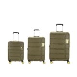 Kamiliant by American Tourister Harrier Zing|Trolley Bag Set of 3 (55+68+79 cms) for Travel| Hard Case Polypropylene (PP) Suitcase|360° 8-Wheel Spinner Luggage Trolley|Combination Lock|Military Olive