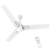 Polycab Wizzy Neo 1200mm 5-Star BLDC, Remote Ceiling fan for Living Room| 55% Energy Saving, 100% Copper, High Air Delivery, 6 Speed Setting, Free Installation | 4-yr Warranty【White Rosegold】