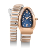 French Connection Eternelle Curve | Blue Dial with Rose Gold Case | Flexible Wrap Bracelet Strap | Crystal Accent Design | Roman Numerals Analog Watch for Women – FCN0142URTM