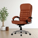 FUGO FG112 Ergonomic Office Chair with Adjustable Height, Cushioned Back & Seat, Tilting Mechanism, Heavy-Duty Metal Base, Dual Nylon Casters – Ideal for Work, Gaming, Study, 3-Year Warranty (Tan)