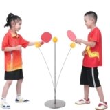 Table Tennis Trainer Set for Kids, Portable Ping Pong Training Toy with Elastic Rebound Shaft & Stable Base, Indoor Outdoor Sports Game, Easy Assembly, Birthday Gift for Boys & Girls Age 4-10 Years