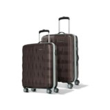 Aristocrat Comet Set of 2 (Cabin+Medium) Hard Case Trolley Bags, Brown