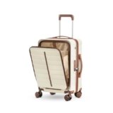 Assembly Odyssey Pro 20 Inch (55cm) Cabin Trolley Bag Lightweight Hard Shell Polycarbonate Suitcase with Laptop Compartment TSA Lock 8 Spinner Wheels White