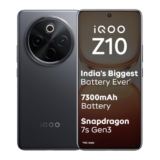 iQOO Z10 5G (Stellar Black, 8GB RAM, 128GB Storage) | India’s Biggest Ever 7300 mAh Battery | Snapdragon 7s Gen 3 Processor | Brightest Quad Curved AMOLED Display in The Segment