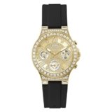 GUESS Women 36 Mm Moonlight Champagne Dial Silicone Analog Display Watch – Gw0257L1(Not Assigned, Not Assigned), Black Band