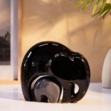 Amazon Basics Home Decor Happy Charm Elephant Mother and Child Set | Piano Finish Ceramic Figures (Set of 2 Pieces, Black and Grey)