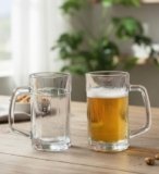 Table & Tale Americano Line 340 ml Beer Mug Set of 6 from Brazil | Crystal Clear Beer Mug | Ideal for Beer, Cocktails, Mocktails, Cold Drinks & Other Beverages