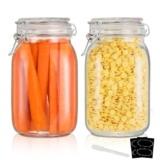 gopani_Glass Jars With Airtight Lids & Leak Proof Rubber Gasket,Large Wide Mouth Mason Jars With Buckle Lids For Kitchen Canisters 1500Ml,Big Glass Storage Containers(PACK OF 1)