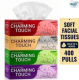 Kcofoil Charming Touch Facial Tissue Box |400 Pulls, 2 Ply Soft Face Tissue Paper(4 Tissues)