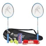 Hipkoo Sports HR 15 Aluminum Badminton Complete Racquets Set | 2 Wide Body Racket, 3 Shuttlecocks and Net | Ideal for Beginner | Lightweight & Sturdy (Blue, Set of 2)