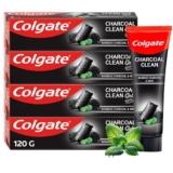 Colgate Charcoal Clean Black Gel whitening Toothpaste, 480 gm (120g x 4), Bamboo Charcoal and Wintergreen Mint for a Clean Mouth Experience