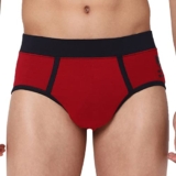 Underjeans Men’s Cotton Blend Classic Regular Fit Solid Brief (Pack of 1) (UJNPBS059_Maroon_Navy_S)