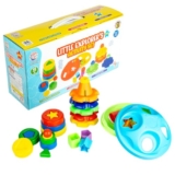 Ratna’s Little Explorer’s Activity Set, Pyramid Shape Stacker, UFO Shape Sorter, Stack-N-Spin Toys for Kids 1+ Year
