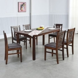 @home By Nilkamal Rigel 6 Setaer Solid Wood Dining Set with Chairs in Dark Walnut Finish for Dining & Kitchen Room