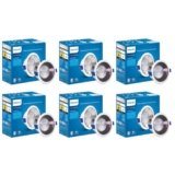 PHILIPS 12 Watt Black Reflector LED Ceiling COB Round Spot Light with Focused Beam | Cut Out: 102mm | Cool Day Light, Pack of 6 (Deco Bright)