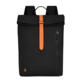 Nasher Miles Chelsea Roll-Top Backpack 28 Liters Water Resistant, Top-Open, Padded, Premium Polyurethane Laptop Backpack for Men and Women Collage and School (Black)