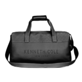 Kenneth Cole Faux Leather Duffle Bag for Travel|Compact and Comfortable for Travelling|Suitable for Men’s and Women’s|Cabin Luggage Bag, 52 x 24 x 28 Centimeters, Black