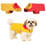 Sage Square Dual-Sided Polka Dot Dog Jacket – Protective Cold-Weather Gear for Pets, Lightweight, Cushioned, Designed for Warmth & Comfort Indoors or Outside (Polka Yellow, S – 14 Inch)