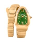 French Connection Eternelle Curve | Green Dial with Rose Gold Case | Flexible Wrap Bracelet Strap | Crystal Accent Design | Roman Numerals Analog Watch for Women – FCN0142NGM