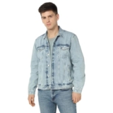 Men Lightly Washed Regular Fit Denim Jacket, Light Blue, L