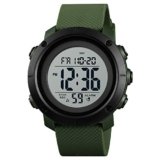 SKMEI Multi-Functional Sports Watch for Men Digital Display White Dial ABS::Stainless Steel Men’s PU Army Green Color Stylish Band, Water-Resistant & Scratch-Resistant-1426