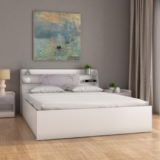 Nilkamal Marbito Engineered Wood Queen Bed with Box Storage| Melamine Finish and 4 Spacious Compartments | for Bedroom | White