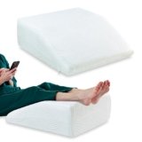 The White Willow Orthopedic Medical Grade Foam Bed Wedge Elevated Leg Rest Pillow for Improved Blood Circulation, Acid Reflux, Leg, Post Surgery (24″ L x 21 “W x 7” H Inches)- White