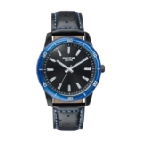 Sonata Poze 7 Analog Black Dial IP Black + Blue Stitch Leather Strap Watch for Men – SP70092KL01W