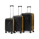 VLITE Brampton Family Set of 3 Pcs Lightweight Luggage – Unbreakable Polypropylene, Smooth Glide 8 Wheels, Built-in Number Lock, 3-Yearss Warranty (Set of 3, Black)