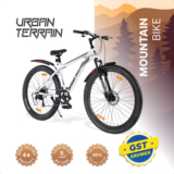 Urban Terrain Galaxy 27.5T Max Geared High Performance MTB Cycles For Men With Disc Brake 27.5 T (inch) Road Cycle(7 Gear, White, Only Front Suspension)