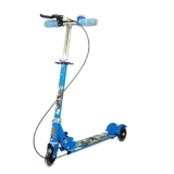 Foldable Kick Skating Cycle LED Wheels | Kids 3 Wheel Kick Scooter with Adjustable Handlebar & Hight, Front Brake, Bell and Printed Deck | Skate Scooter for Kids Age 2-12 Years. (Blue)