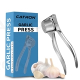 Catron Stainless Steel Garlic Crusher Presser Garlic Press Manual Garlic Mincer | Garlic Cutter Chopper | Easy to Squeeze & Clean for Kitchen