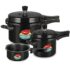 BERGNER Aluminium Jazz Non Stick Cookware Set 4Pc-Kadhai with Glass Lid 24Cm, Dosa Tawa 28Cm, Frypan 24Cm with Induction Compatible, Soft Touch Handles, Pfoa Free, Yellow