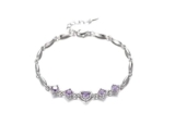 Nilu’s Collection Rose Gold And Silver Plated Heart Shape Bracelet For Women (white,Purple) (Purple)