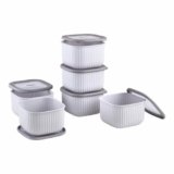 Amazon Basic Plastic Elegant Square Storage Containers Food Grade Set of 6 (1.4L Each) | Microwave, Freezer, Dishwasher & Refrigerator Safe, Stackable Kitchen Containers (Grey)