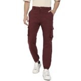 Campus Sutra Men’s Regular Fit Cargo Pants (CBCS22_CSMSSCR5569_Maroon_34)