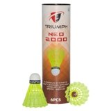 Triumph Nylon Badminton Shuttlecocks, Badminton Shuttlecock Pack of 6, Stable and Sturdy High Speed NEO 2000 Badminton Shuttles, Training Shuttlecock for Indoor and Outdoor Sports