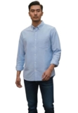 Men’s Khadie Cotton Full Sleeves Plain Solid Casual Shirt SkyBlue_2XL