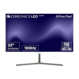 Zebronics Full HD LED Monitor, 21.5 Anti-Glare Screen, 100Hz Refresh Rate, Ultra Slim, Bezel-Less Display, 250nits Brightness, HDMI & VGA, Wall Mountable (A122)