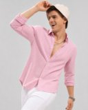Lyphy Men Striped Casual Pink Shirt