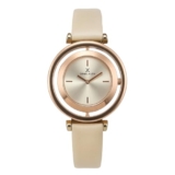 Daniel Klein Analog Round Dial Rose Gold Case Beige Leather Strap Water-Resistant Wrist Watch for Women Girls, Ladies DK11430-4