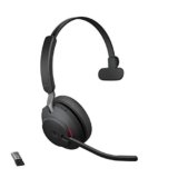 Jabra Evolve2 65 Wireless Headset – Noise Cancelling Microsoft Teams Certified Mono Headphones with Long-Lasting Battery – USB-A Bluetooth Adapter – Black