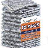 Kapture Non-Scratch Wire Dishcloth Multipurpose Wire Dishwashing Rags for Wet and Dry Stainless Steel Scrub(Large, Pack of 12)
