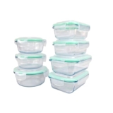Signoraware Lock N Store Borosilicate Glass Container | Airtight & Leakproof | Microwave Safe | Ideal for Meal Prep, Office Lunch, Leftovers (370mlx2 + 640mlx2 + 400mlx2 + 620ml | Set of 7 | Clear)