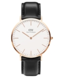 Daniel Wellington Classic Analog Watch for Man with White Round Dial & Black Leather Strap Band Water Resistant Men’s Wrist Watches – DW00100007K