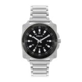 Helix By Timex Analog Watch for man with Black Round Dial & Silver Stainless Steel Bracelet Band Water Resistant Men’s Wrist Watches – TW062HG02T